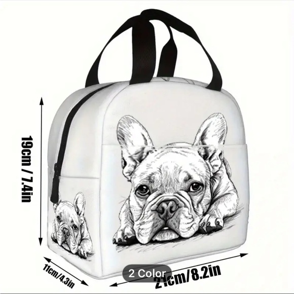Frenchie French Bulldog Insulated Lunch Bag Tote NWT - Picture 2 of 4